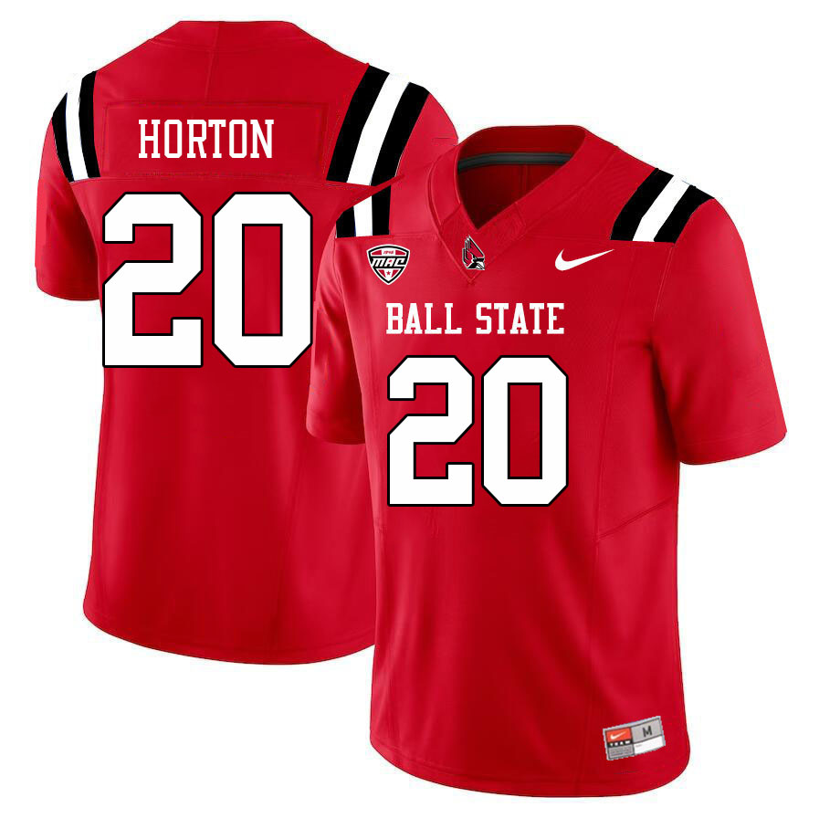 Ball State Cardinals #20 TJ Horton College Football Jerseys Stitched Sale-Cardinal